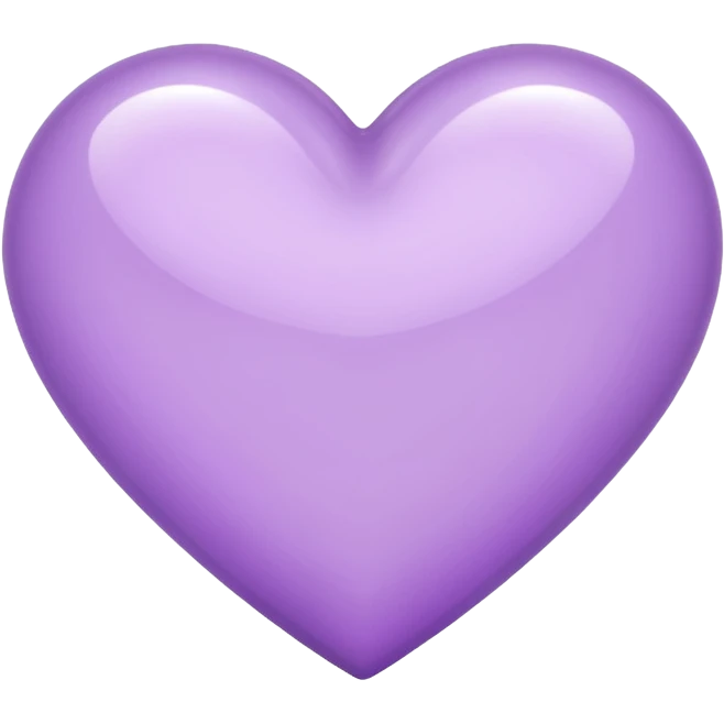 A light purple heart emoji that has the same shape as a normal heart emoji and light reflecting is from the tip of the heart emoji