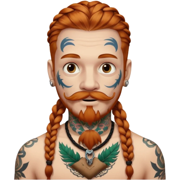 white color mstache dark ginger braids man very white mustache old very tattoed with the whitest mustache ever emoji