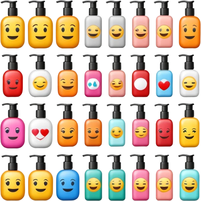 emoji of beauty products with brand labels emoji