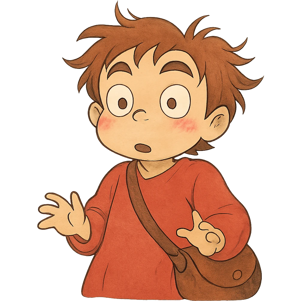 a whimsical character with wide eyes and raised eyebrows emoji