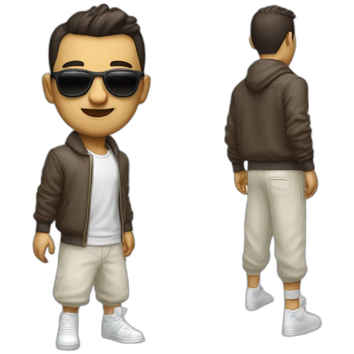 hombre con lentes,color de piel blanco, vestido con buzo y pantalones baggynike dunk, feliz emoji