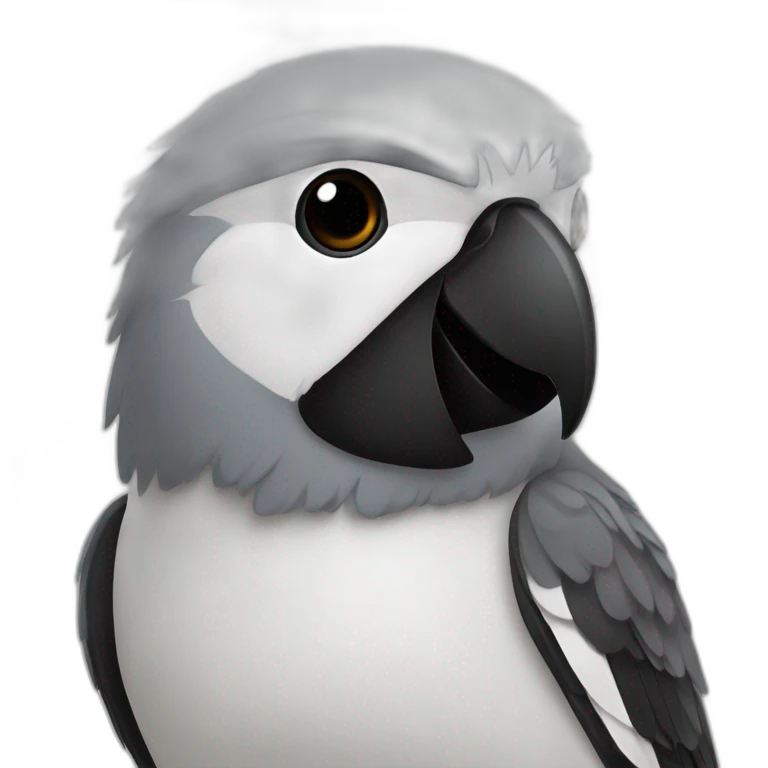Oiseau gris noir blanc emoji