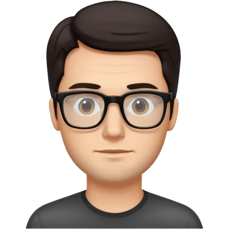 white guy with rectangular glasses dark hair emoji