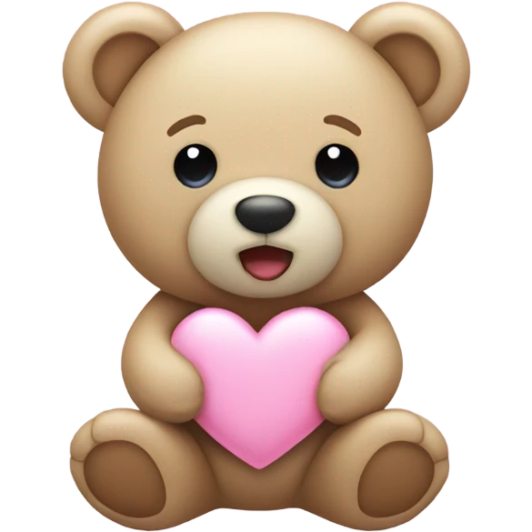 beige teddy bear and a pink pastel heart emoji