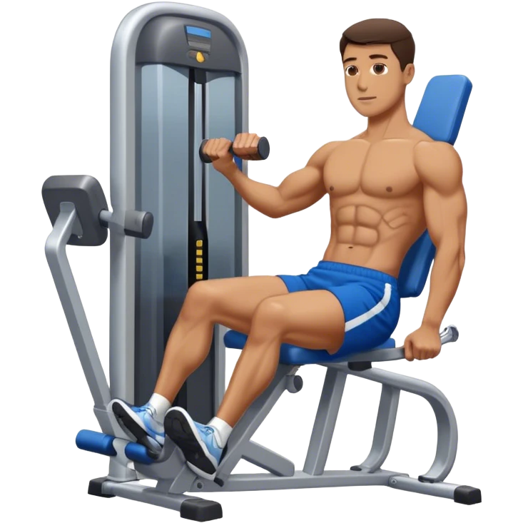 man with blue shorts exercising using side-deltoid-machine emoji