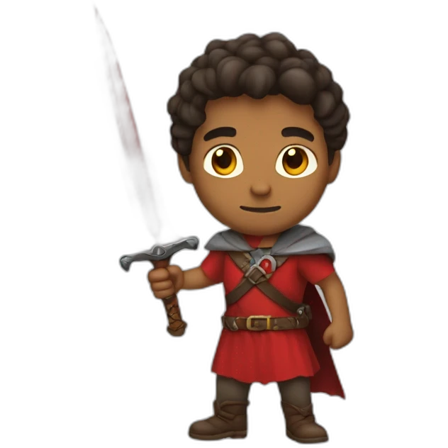 A brown man carrying a red sword and wearing clothes stained with red blood emoji