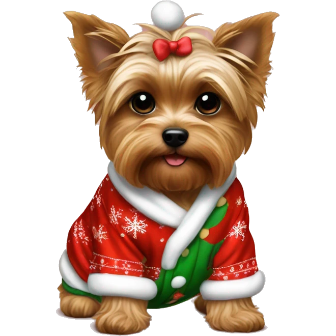 yorki puppy in christmas pjs  emoji