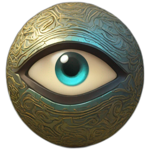 3d sphere with a cartoon Vex skin texture with Eye of Horus emoji