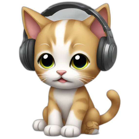sad kitten listening to music emoji