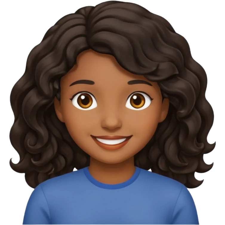Black, wavy hair, brown skin, filipina defaulr emoji girl emoji