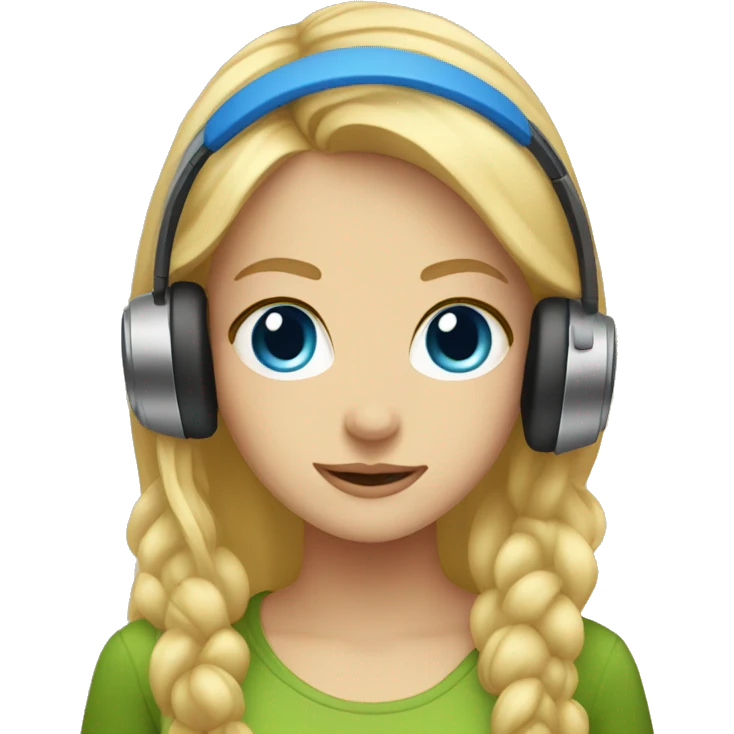blonde girl with blue eyes with headphones emoji
