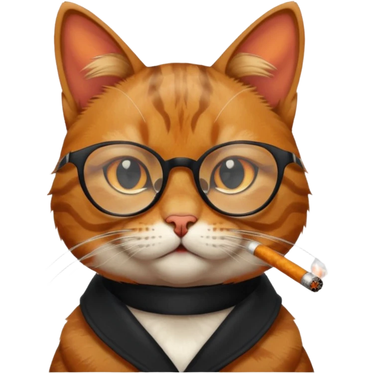 Cat with glasses and smoking emoji