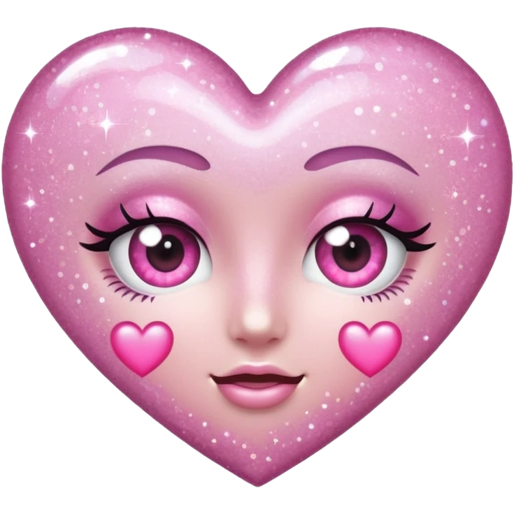 glitter heart, heart eyes face emoji