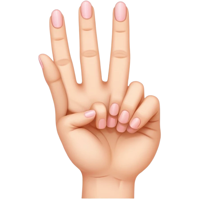 A hand with five fingers, three fingers up the index finger the middle finger and the pinky finger  emoji