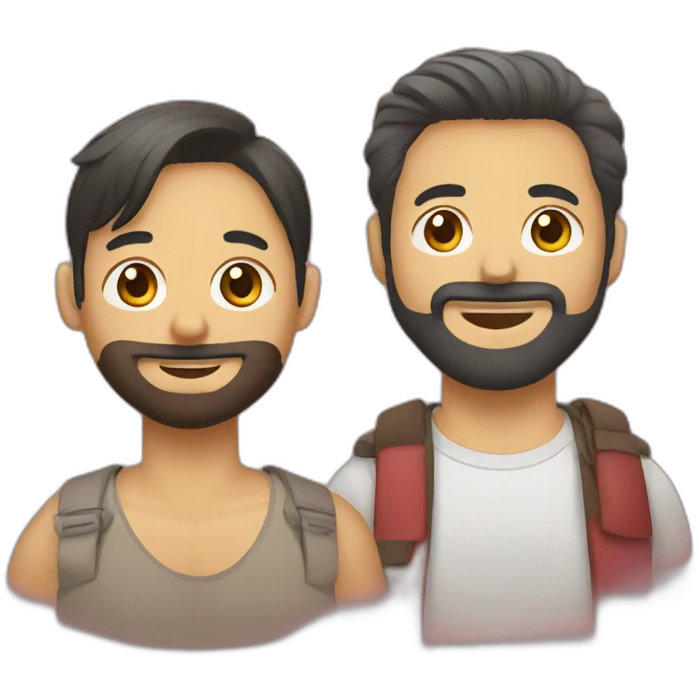 a colombian with a beard and a vietnamese without a beard gay couple emoji