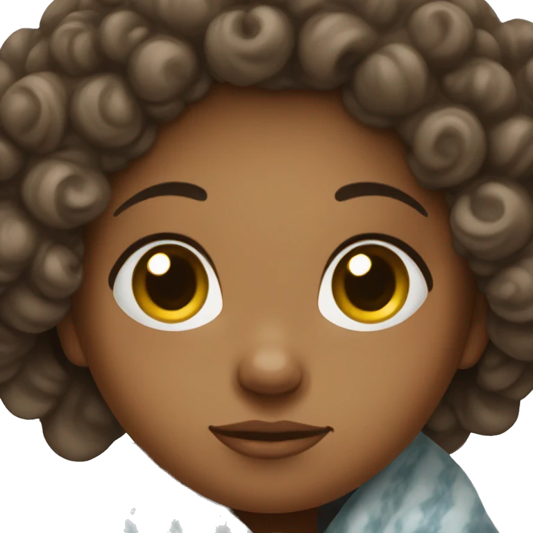 brunette girl with curls in a blanket emoji