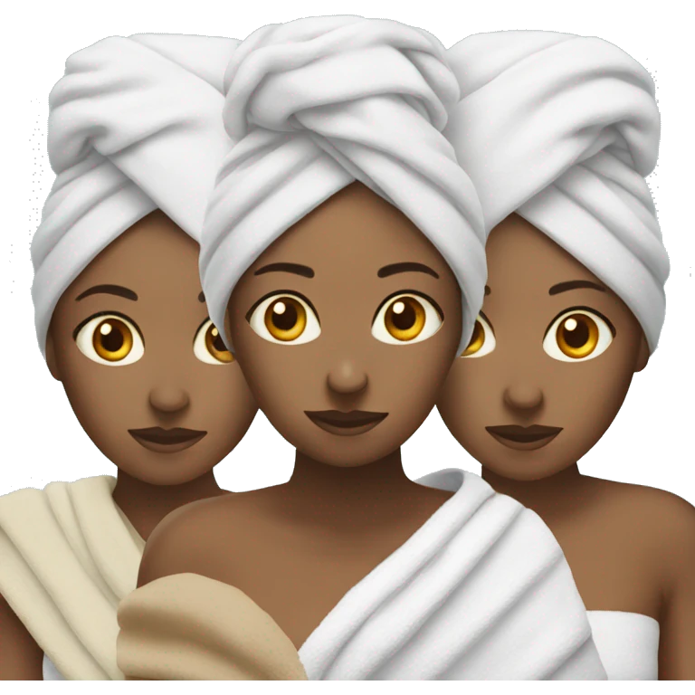 Three women with a towel on their heads emoji