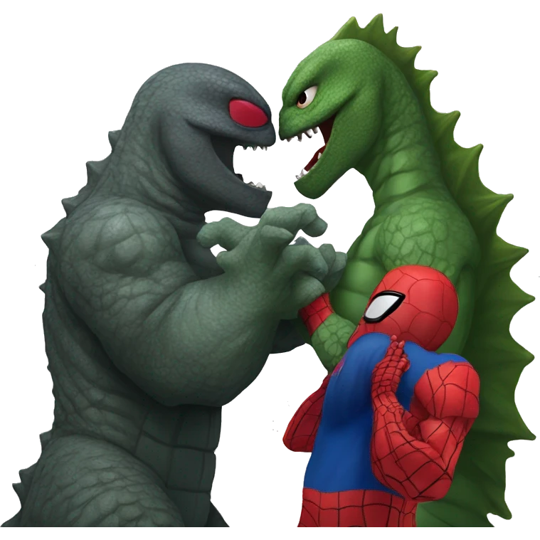 Godzilla kissing Spider-Man emoji