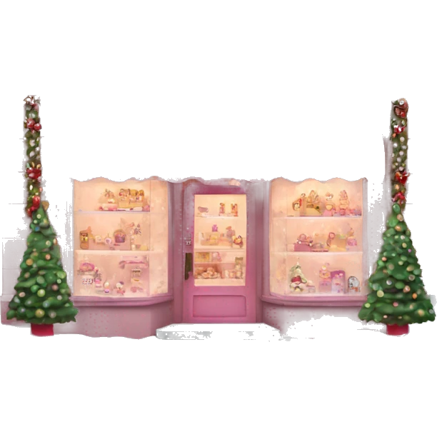 pink storefront decorated for christmas emoji