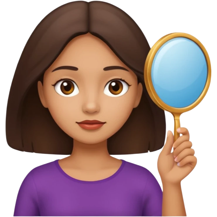 latin girl looking at herself with a hand mirror emoji