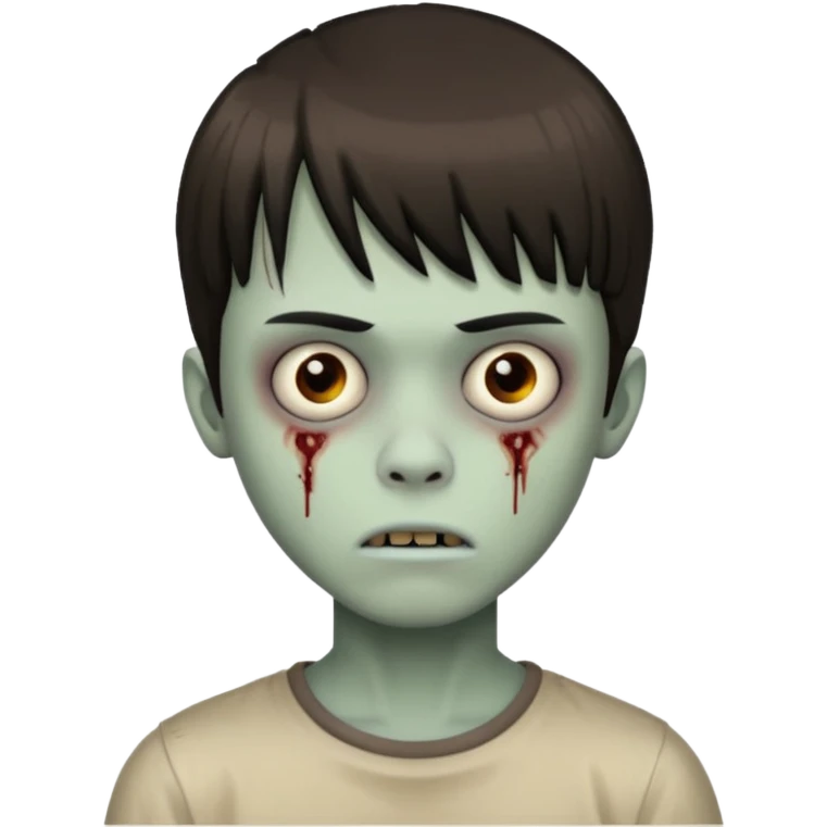 Menino de cabelo liso com franja zumbi emoji
