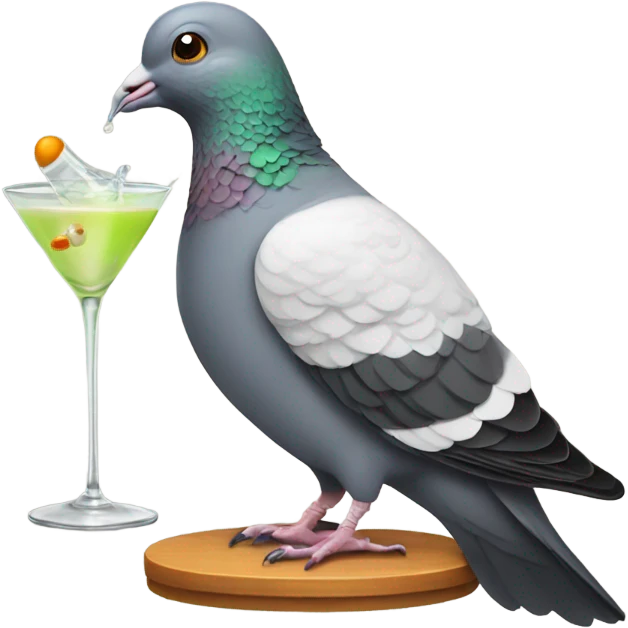 Pigeon drinking martini emoji