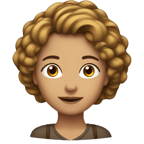 Mulher  branca, cabelo cacheado castanho claro emoji