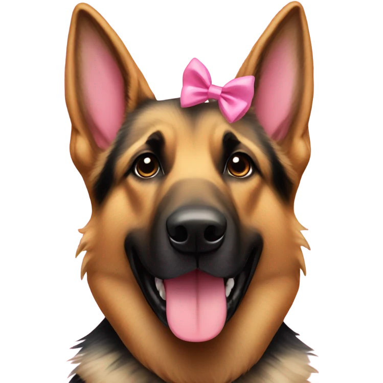 german shepherd wearing a pink bow emoji
