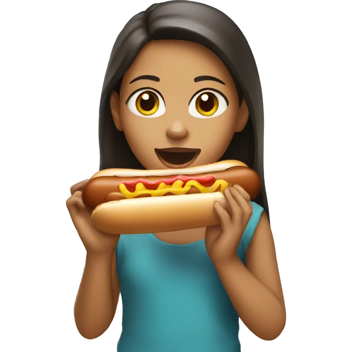 girl eating hot dog emoji
