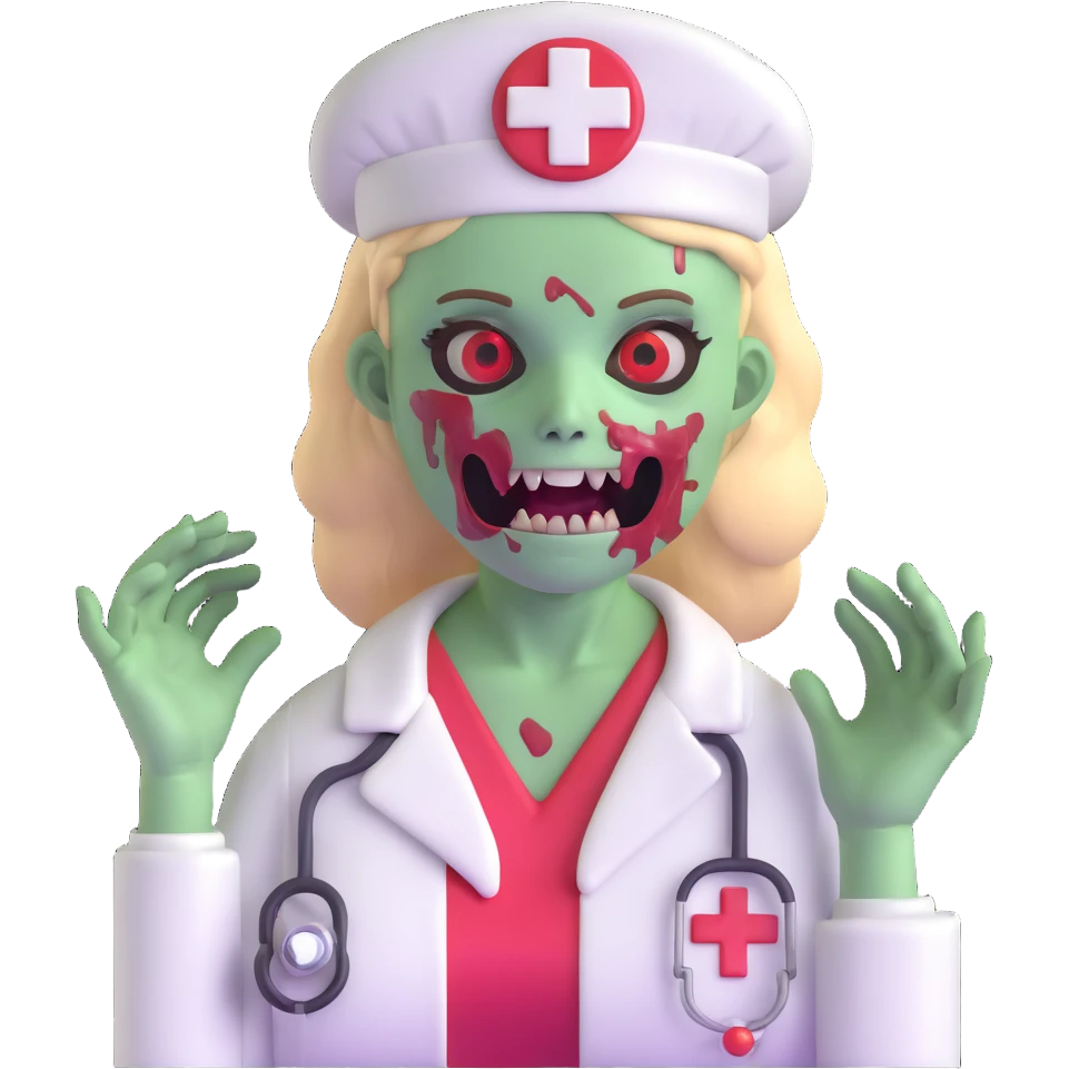 zombie nurse female with nurse hat and medical mask emoji