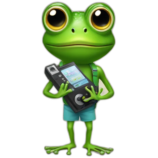frog with walkman emoji