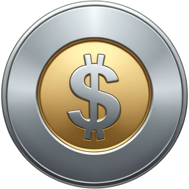 silver coin with dollar sign emoji