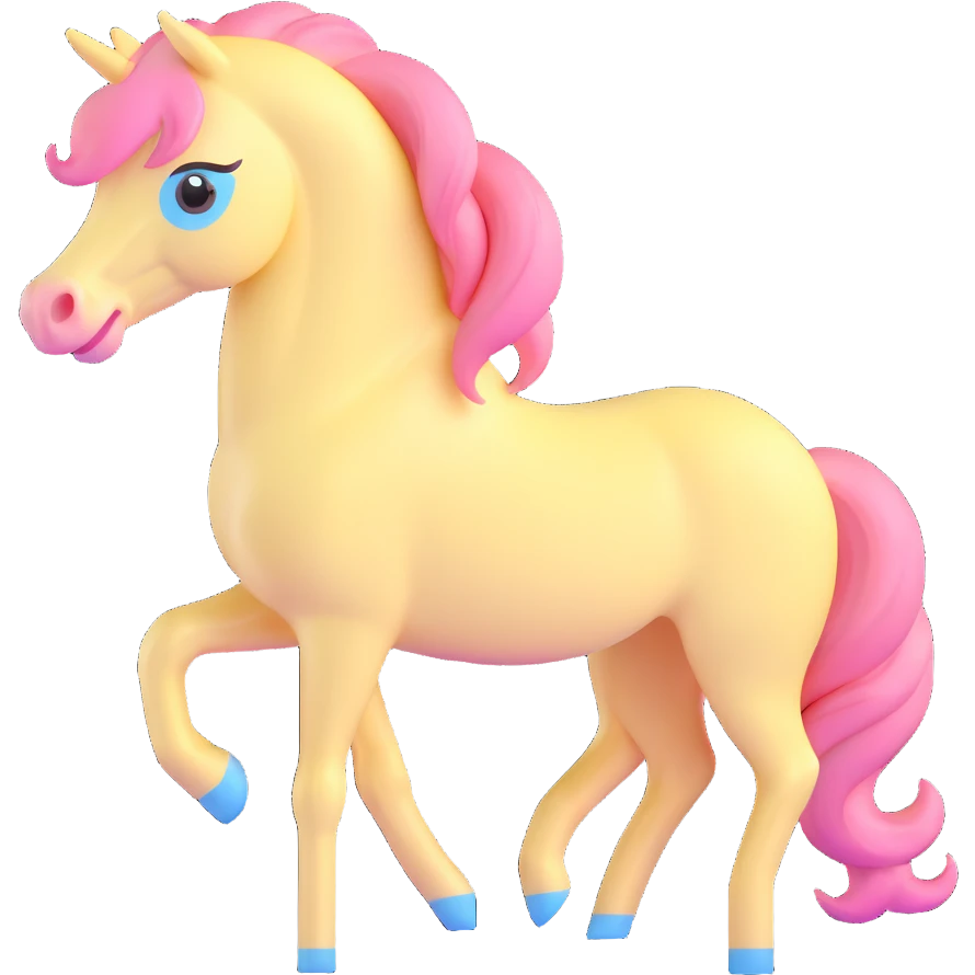 pastel yellow pony with pink mane, gentle expression emoji