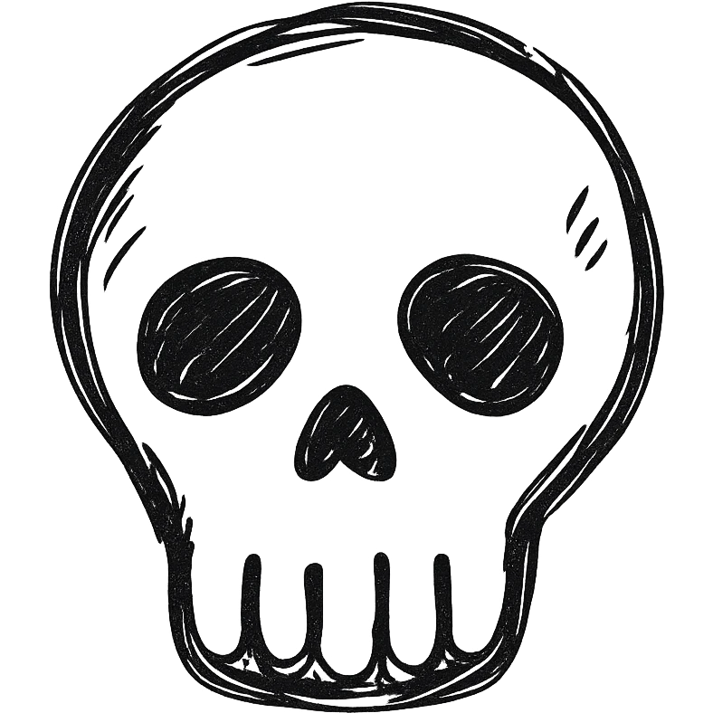 skull, hand drawn black outline style emoji
