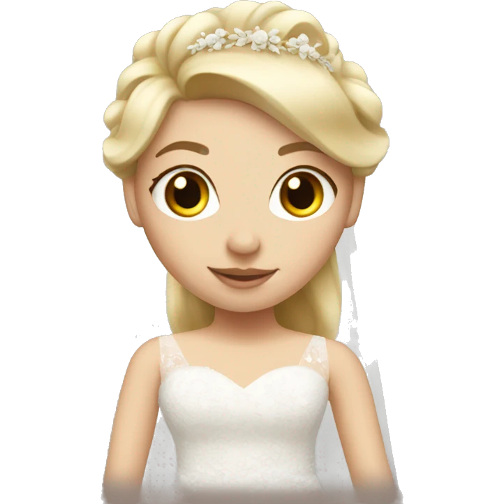 White girl with blonde hair in wedding dress emoji