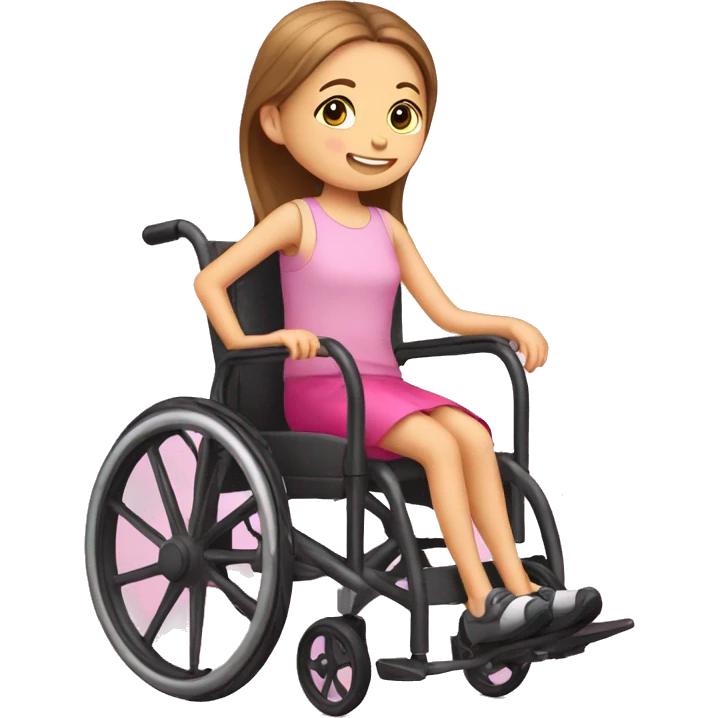 Niña en silla de ruedas con rosa emoji