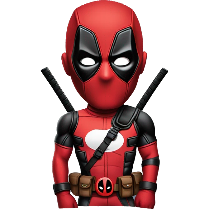 Deadpool standing sidewise with swag emoji