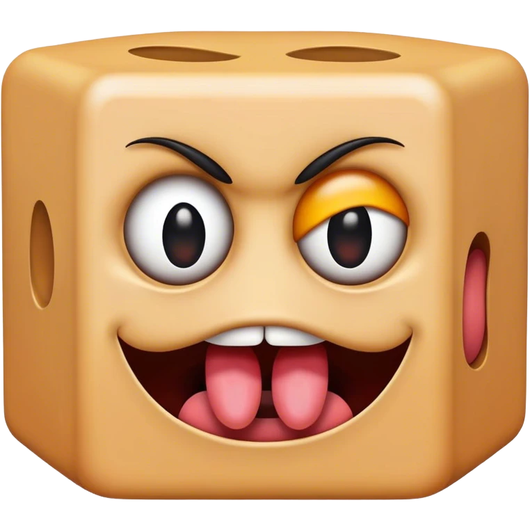 an emoji block of mystery that has a mouth and a tongue and is freaky with two evil eyes emoji