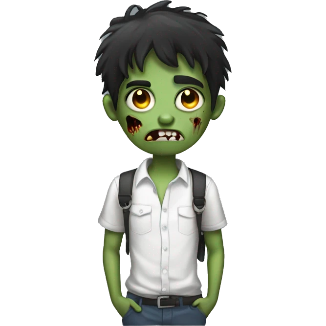 teen boy zombie with dark hair and white shirt emoji