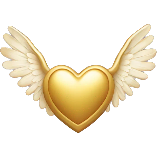 Gold heart with angel wings emoji
