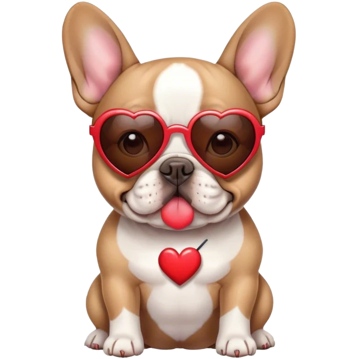 French bulldog with heart sunglasses emoji