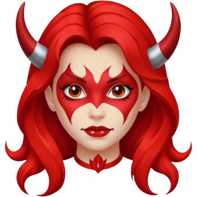a long-haired red face paint devil girl  emoji