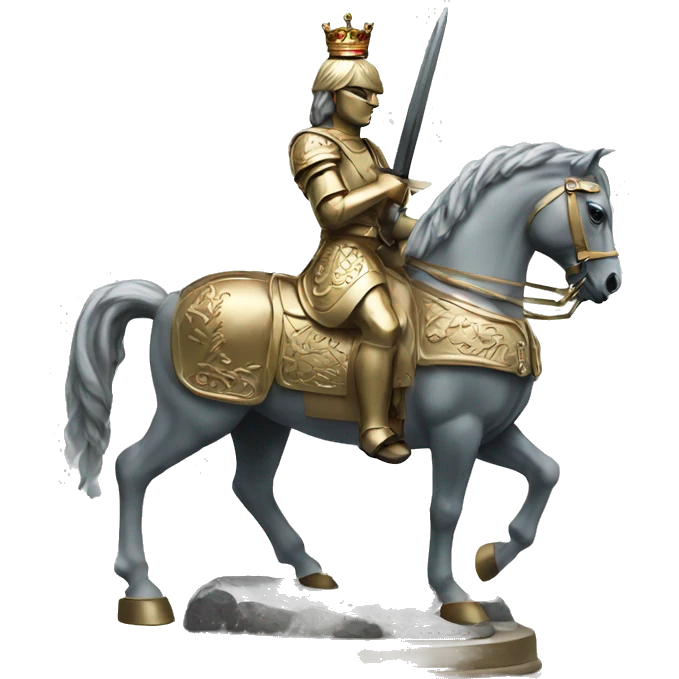 horse statue with weapon with English crown emoji