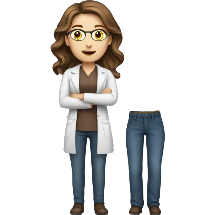 A female teacher with brown hair standing professional emoji