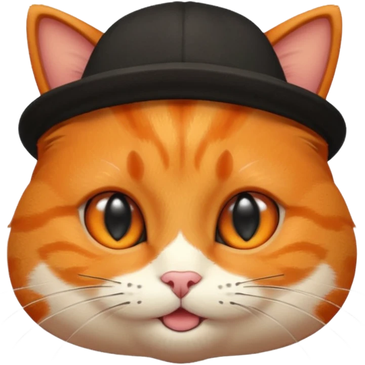 Orange cartoon Katze mit schwarzem melonenht emoji