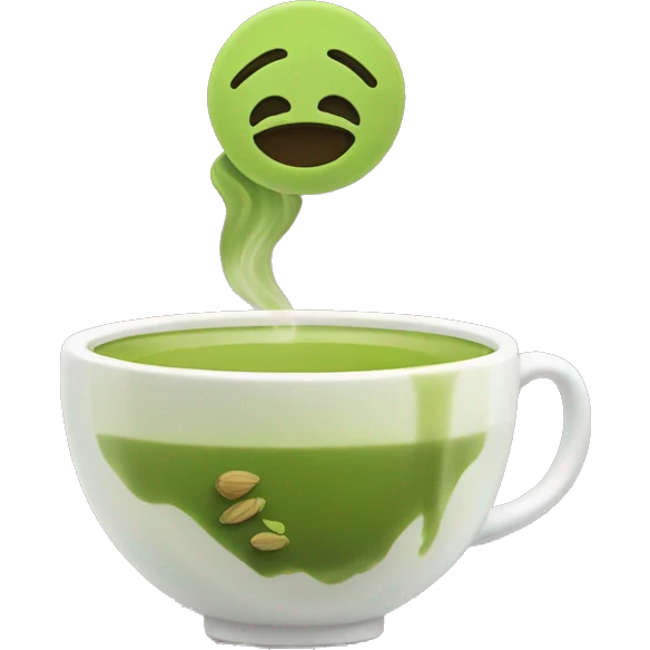 Matcha tea with cha sign on it  emoji