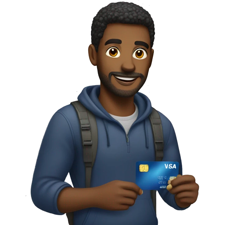 Man using visa debit card emoji