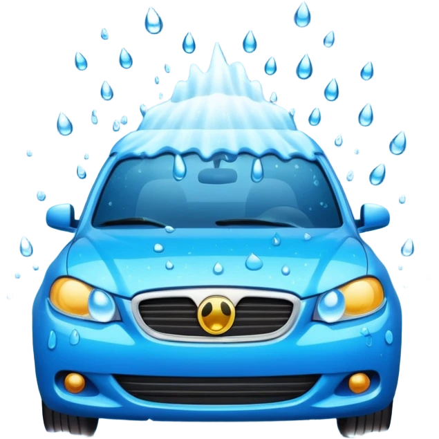 car wash with water splashes, emoji style emoji