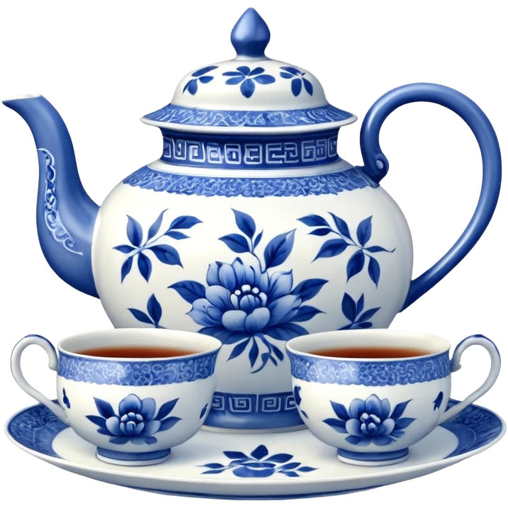 китайский сервиз в стили гжели emoji