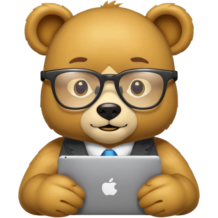 Плюшевый медведь программист в жёлтом emoji